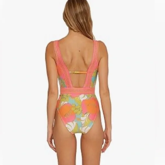 Trina Turk Playa De Flor Plunge One Piece Swimsuit $162 - NWT - Picture 4 of 5